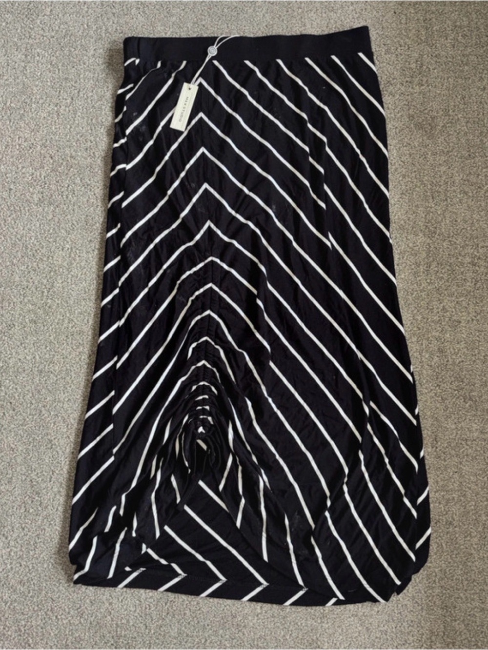 Max Studio Black and White Diagonal Stripe Maxi Dress